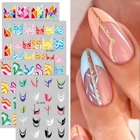 nails 100 patterns colors wave line flower nail water decals swirl ribbon silder for nails art transfer sticker slider decals