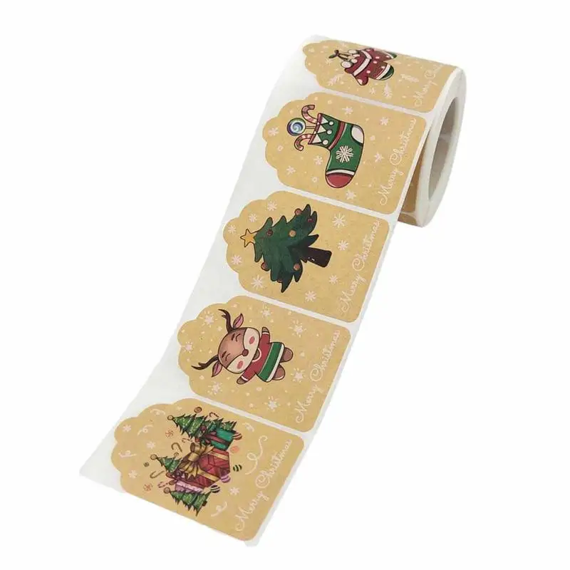 

Christmas Stickers For Gifts 300 Pcs Merry Christmas Stickers For Party Supplies Round Labels Packaging Christmas Stickers