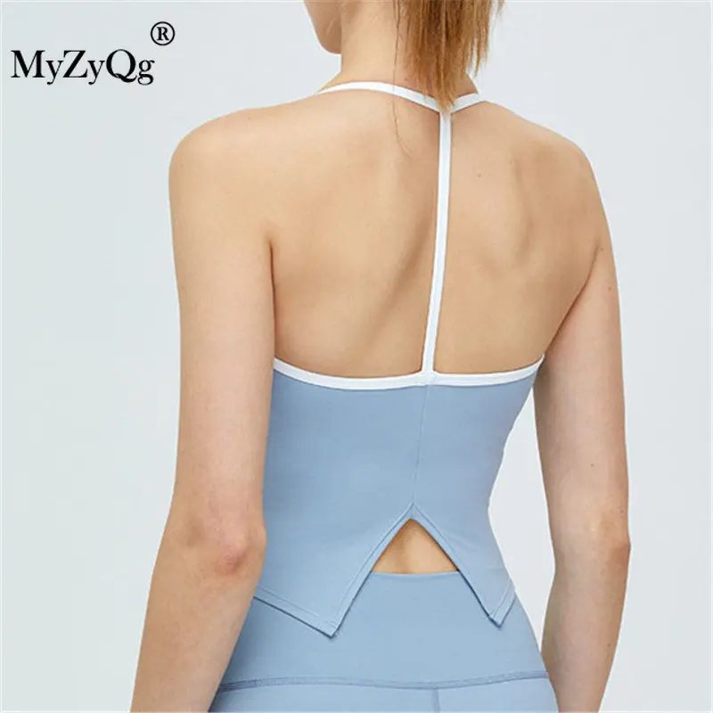 MyZyQg женское Спортивное нижнее белье с подвеской на шею, бюстгальтер для йоги, плотный дышащий фитнес, повседневные быстросохнущие майки MyZyQg женское Спортивное нижнее белье с подвеской на шею, бюстгальтер для йоги, плотный дышащий фитнес, повседневные быстросохнущие майки