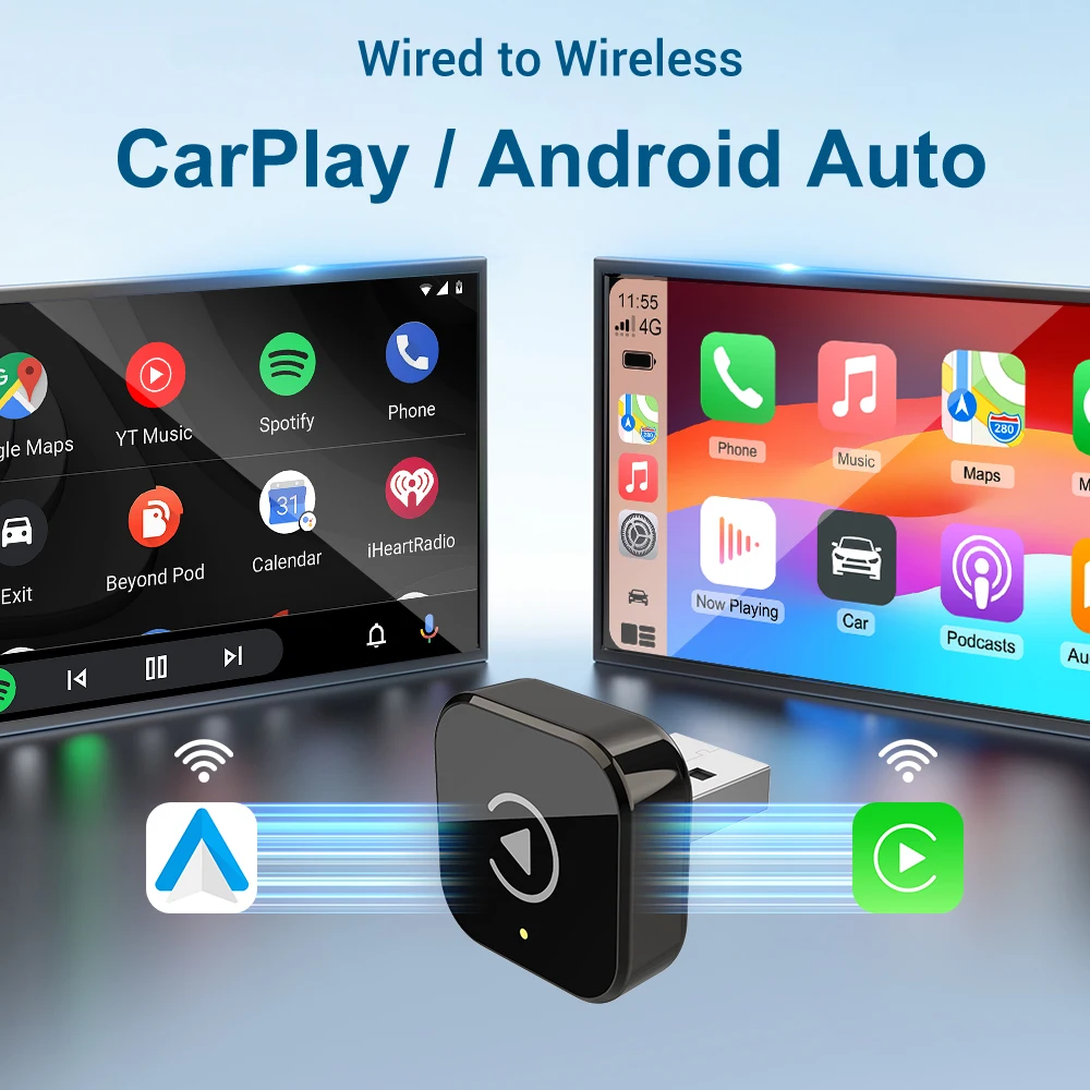Фото Беспроводной адаптер Carplay Android Auto 2 в 1 Smart Mini Ai Box Plug & Play Wi-Fi Usb Dongle Подходит для автомобилей из 2016+ 2026 Новый №2