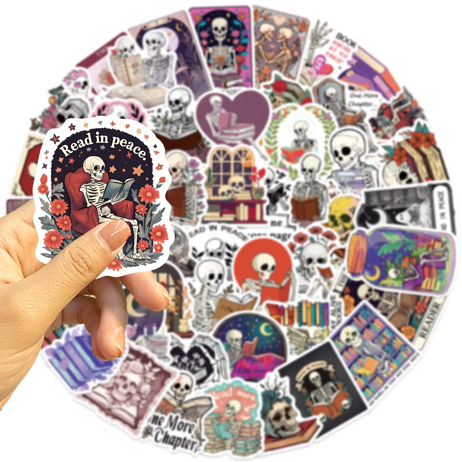 10/50 шт. забавные темные романтические наклейки с черепом и цветком для чтения