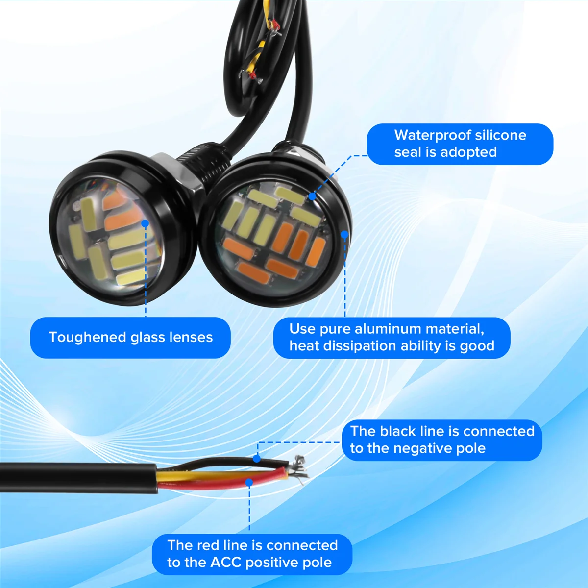 10 шт. 12 В 23 мм двухцветный переключатель 4014 Smd светодиодов Drl Eagle Eye дневный свет