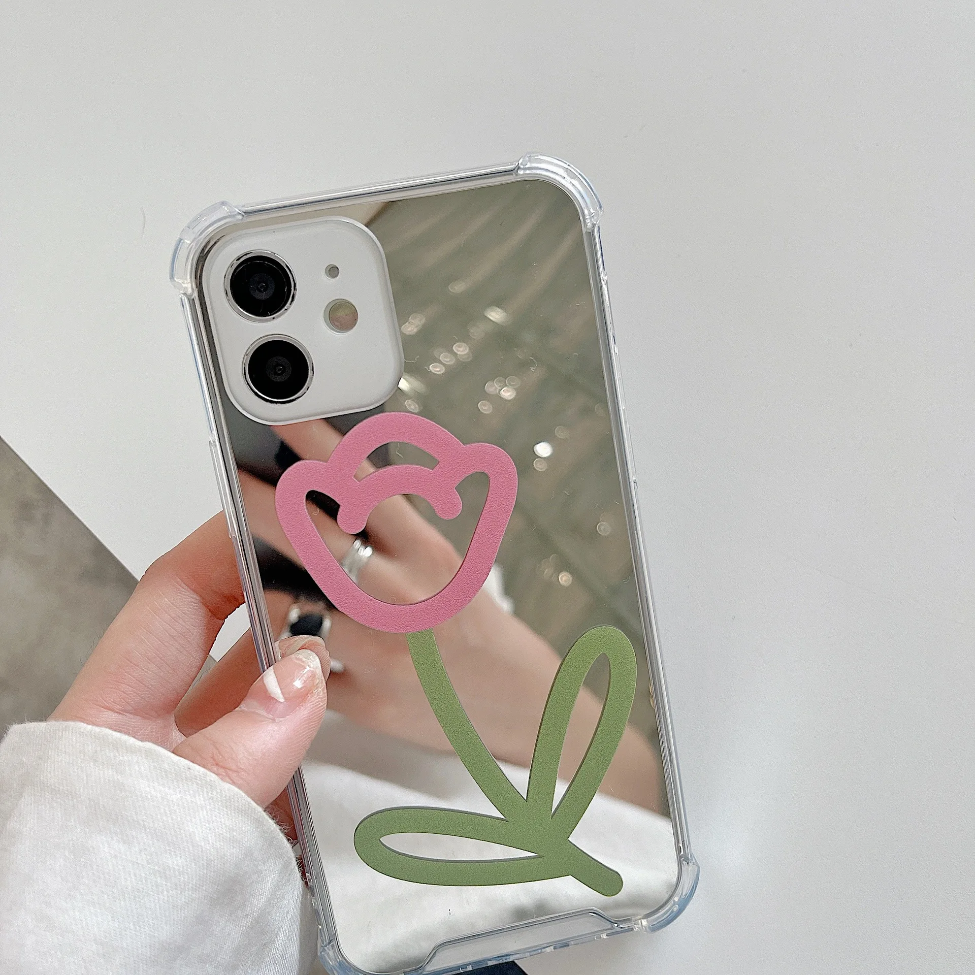 

Cartoon Flower Mirror Phone Case For iPhone 14 12 13 11 8 7 6 Plus Pro MAX XR X XS Mini Soft Silicone Shockproof Bumper Cover