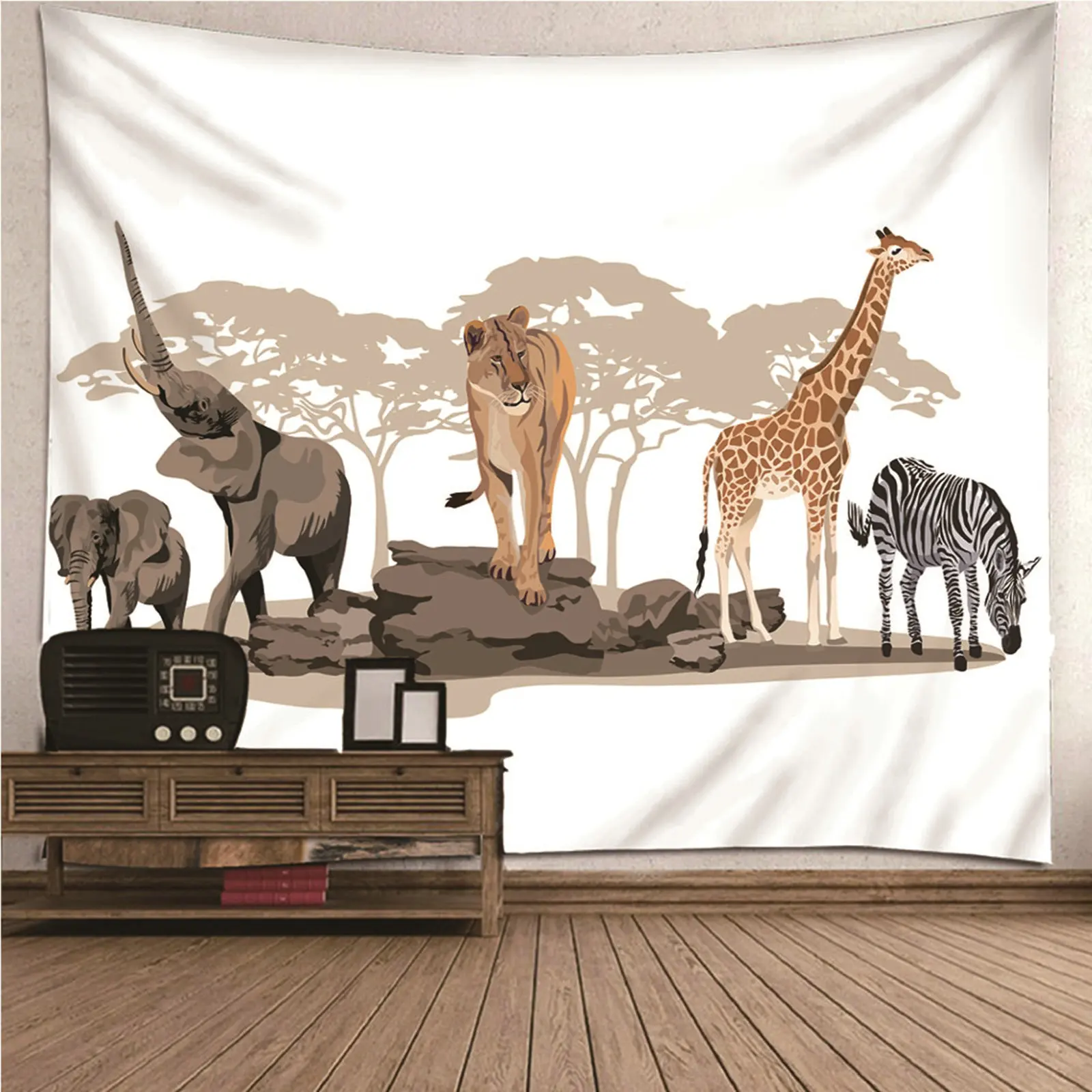 

Wall Hanging Tapestry Wall Blanket Cartoon comic children Zoo Theme Animal Pattern Wall Hanging Blanket Dorm Art Decor Covering