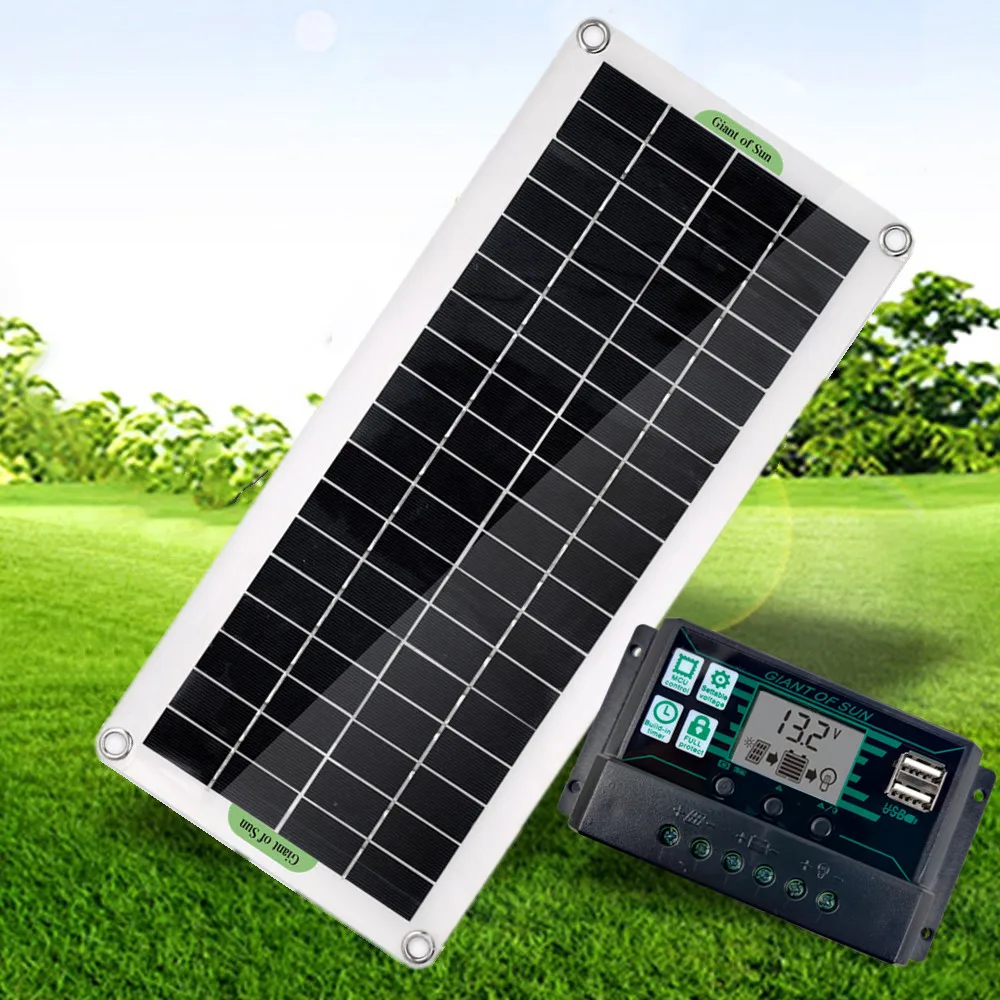 

Polycrystalline 30W Flexible Solar Panel +30A - 100A Controller Dual USB Regulator Charging 12V 24V For Car RV Boat