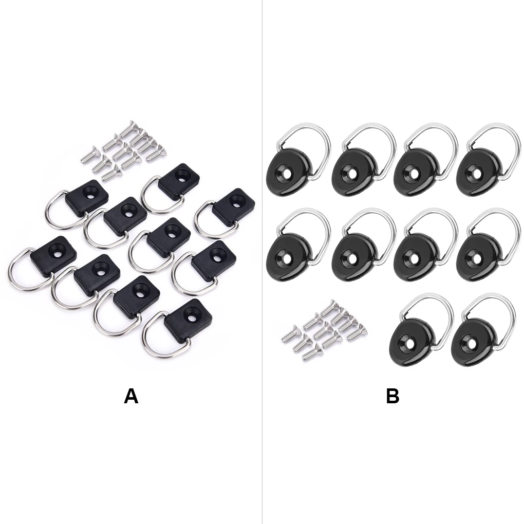 

10 Pieces Stainless Steel Kayak Tie Downs Truck Bed Lashing Rings Boat Replacement Parts Maintenance Kit Accessories