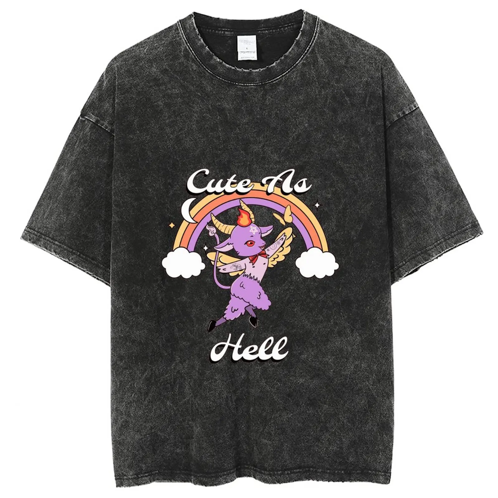

Retro Street Short Sleeve, Rainbow Printed Men's Washable 100% Cotton Top T-shirt