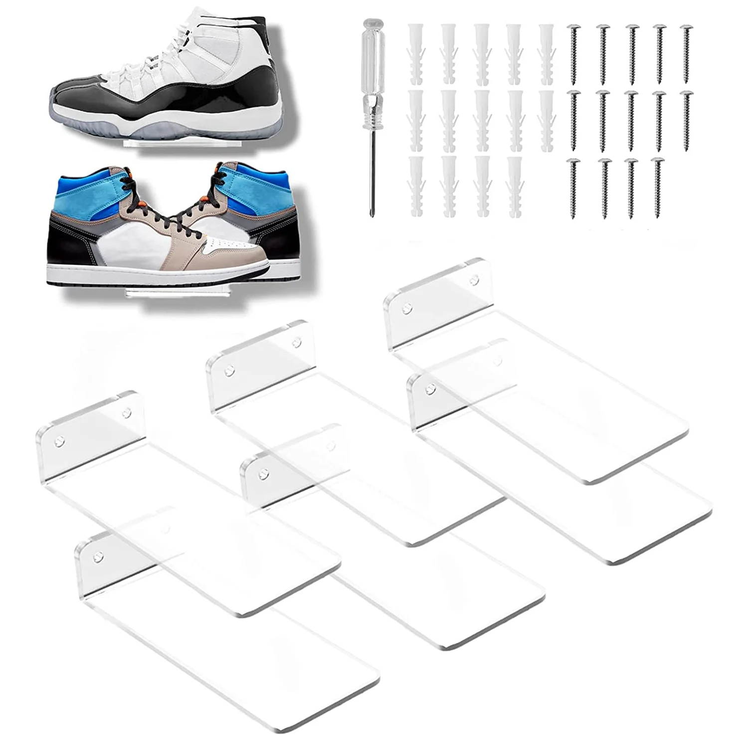 

6 Pack Floating Shoe Display,Shelves Wall Mount Levitating Shoe Display Stand for Sneaker Collection or Shoes Box