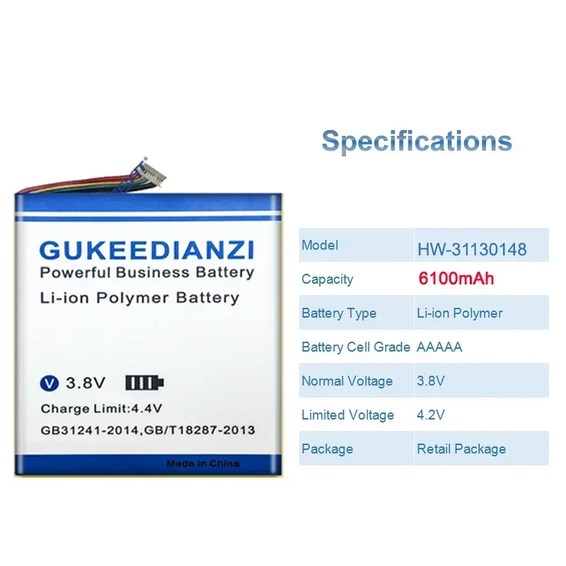 GUKEEDIANZI Сменный аккумулятор HW- 31130148 H- P 6100 мАч для Chuwi Ubook CWI509 7-проводная батарея