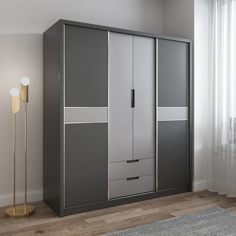 

Nordic simple sliding door wardrobe modern bedroom storage cabinet economical household coat cabinet apartment rental room