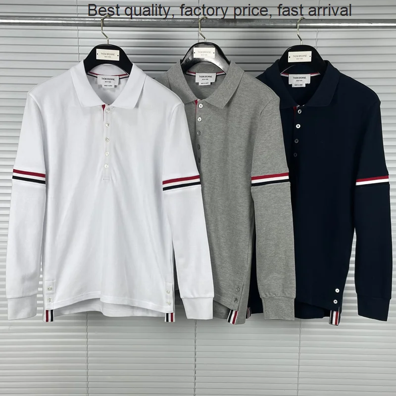 

High quality luxury brand 2023 Fashion TB THOM Brand Shirts Men Casual Cotton s Turn Down Collar Full Striped Solid Spring Autum