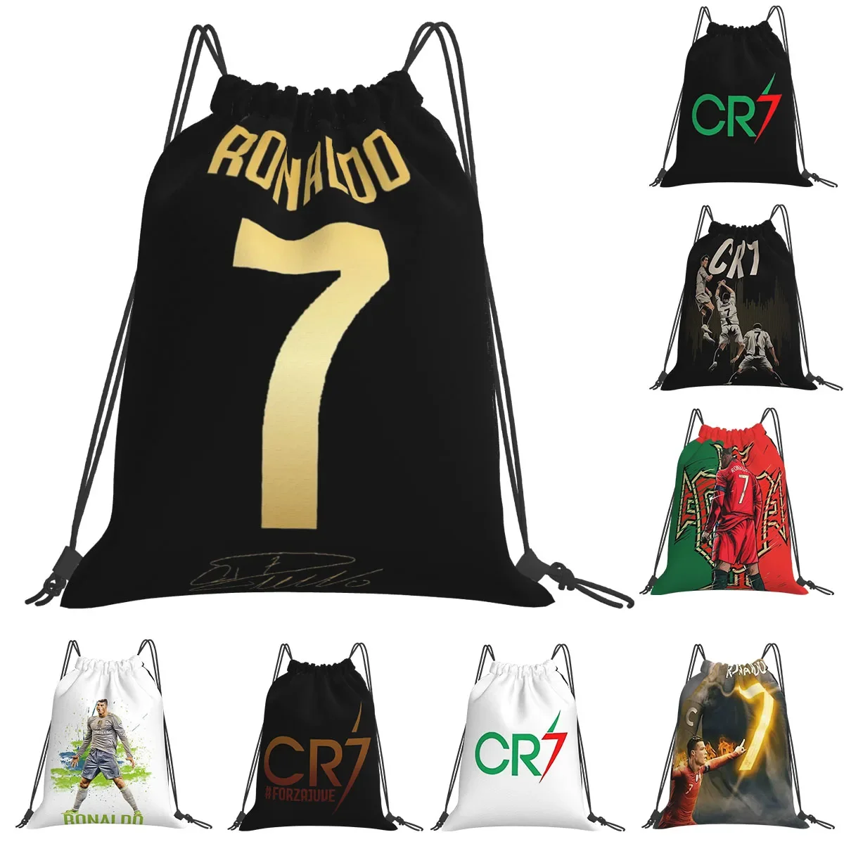 

Cristiano Ronaldo Cr7 Backpacks Portable Drawstring Bags Drawstring Bundle Pocket Sports Bag Book Bags For Travel Students