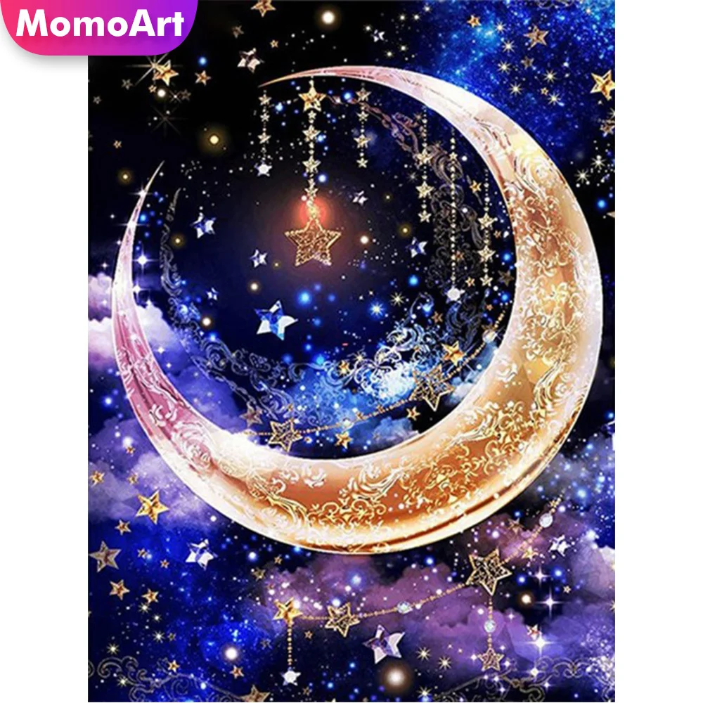 Мозаика MomoArt Full Diamond Mosaic Moon Beaded Needlework 5D Landscape Painting Cross Stitch Embroidery Starry Sky Decor For Home