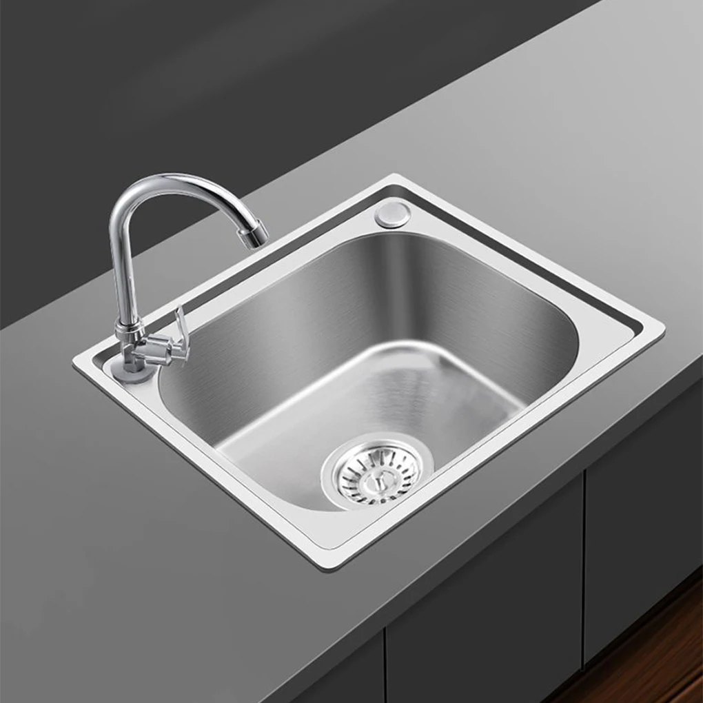 

Silver White Stainless Steel Single Bowl Sink Undermount Or Flushmount Noise Reduction Easy To Clean