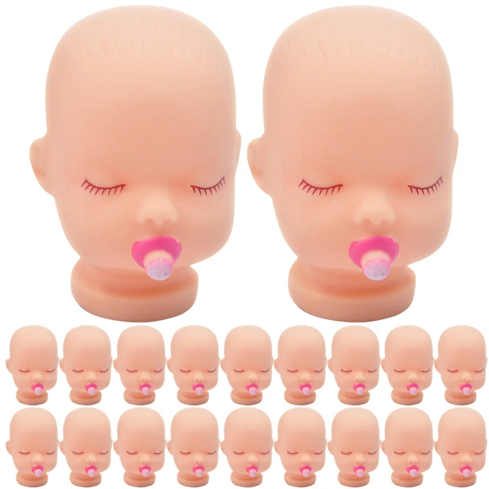 

20pcs Mini Sleeping Baby Doll Head Handmade DIY Hand Painting Body Part Crafts Keychain Keyring Accessories For Children Gifts