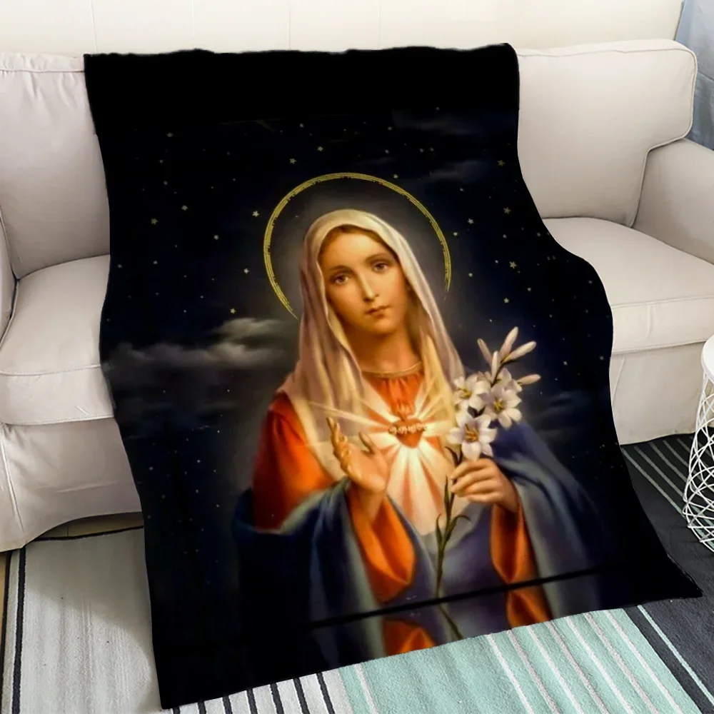Большое Плюшевое Одеяло Для Диванов Теплый Дизайн Девы Марии Холодной Погоды