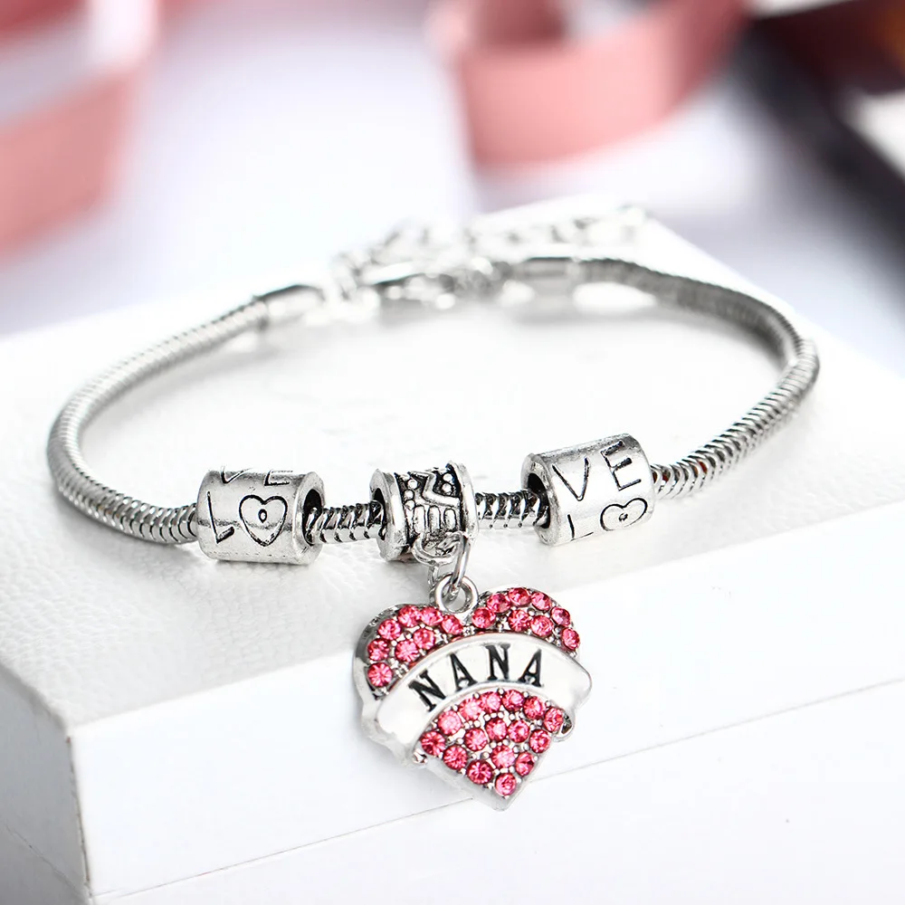 Модные браслеты с кристаллами в форме сердца розовый стразы брендовый браслет