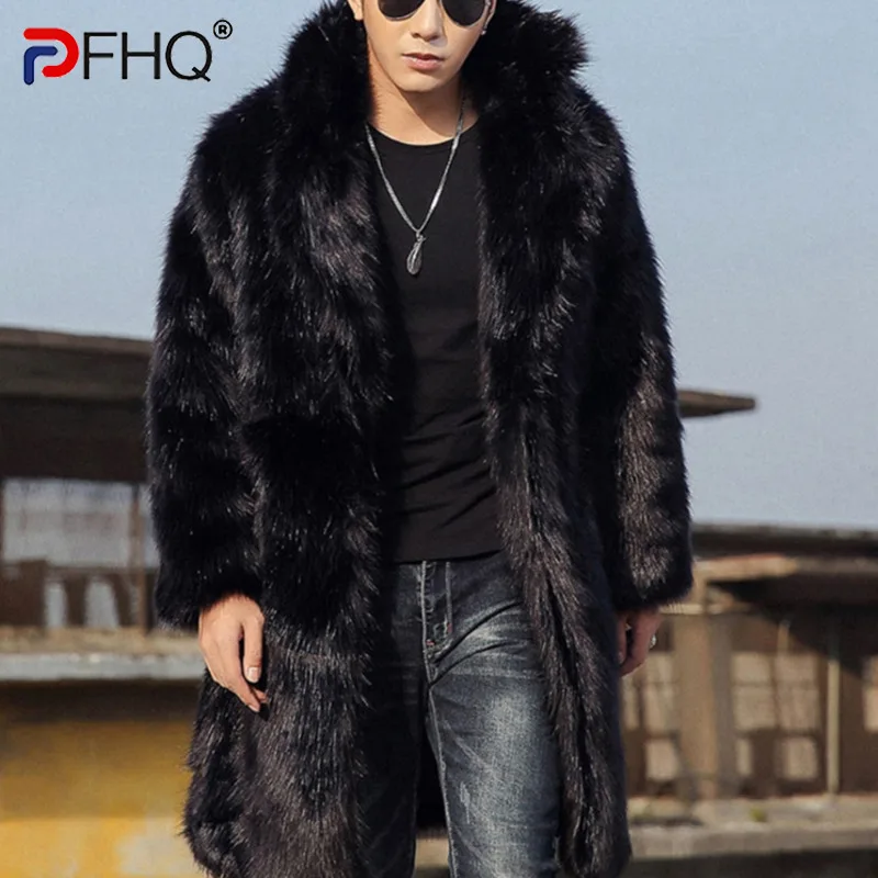 

PFHQ 2022 Winter New Men's Long Fox Hair Coat Fashion Handsome Trendy Casual Imitation Fur Thickened Windbreaker Clothes 21Q4434