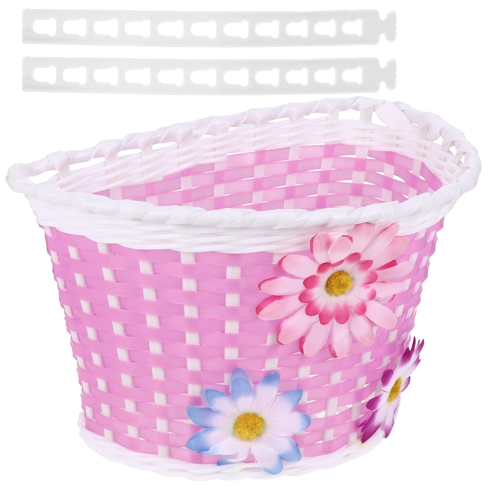 

Basket Bikehandlebar Kids Girls Front Storage Wicker Cup Purple Flowers Pink Holder Small Adult Belt Kit Pounds Lbs
