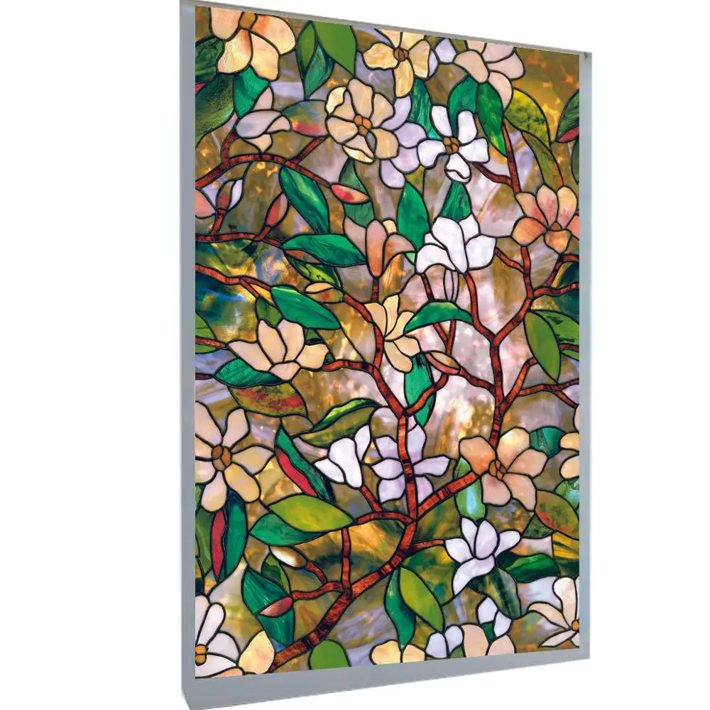 Магнолия витражное окно пленка для дома статическая липкая конфиденциальность