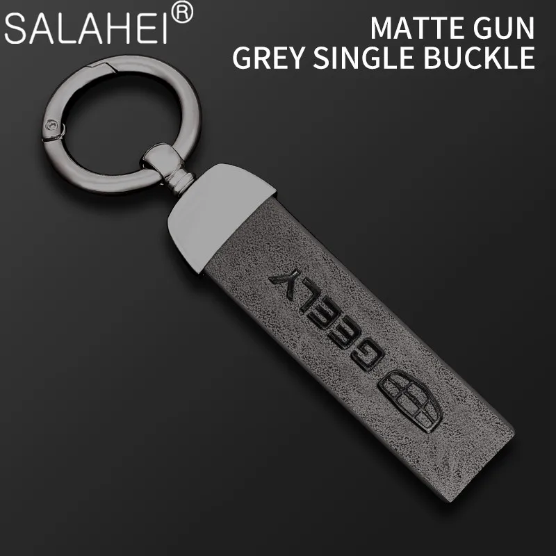 

Leather Car Emblem Keychain Key Ring High Quality Metal Keyring For Geely Coolray Atlas Tugella Emgrand EC7 X7 Boyue Parts MK CK