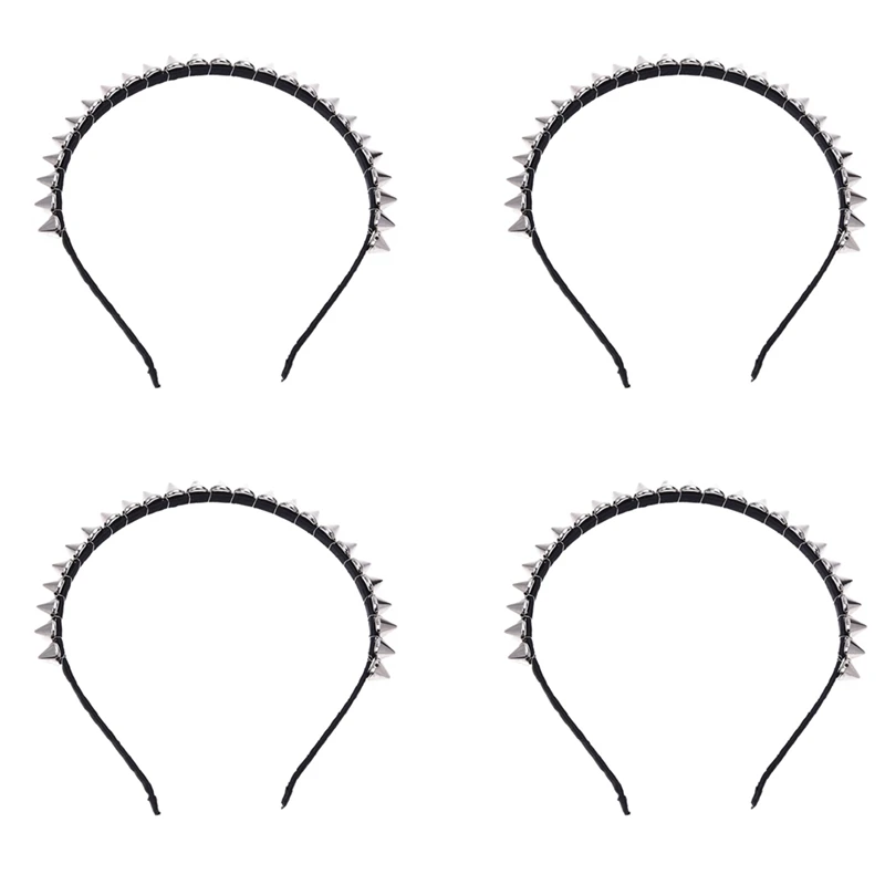 

4X Silver Metal Stud Rivet Spike Headband Hair Head Band Aliceband Punk Girl