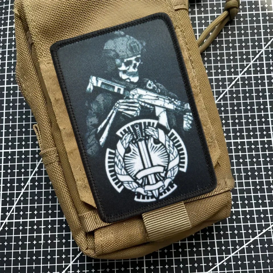 Тактическая нашивка Гром череп мораль печатная эмблема на липучке военный