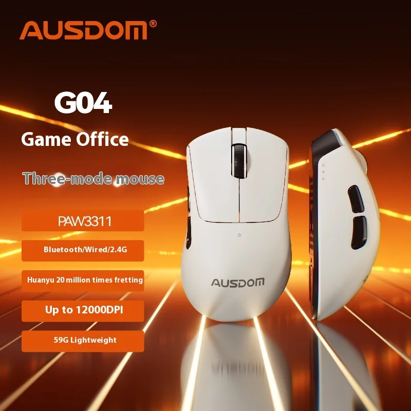 Мышь Ausdom G04 Bluetooth Беспроводная 3-режимная мышь Rgb Легкая игровая офисная на заказ