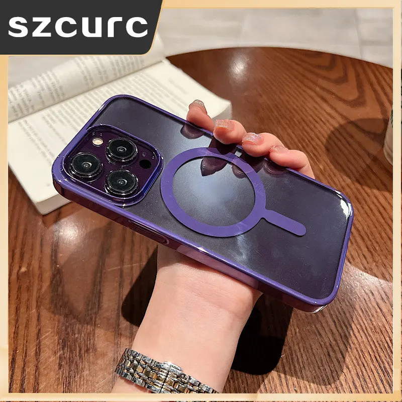 

New No border magsafe High-end luxury For iPhone 14 Pro Max phone case 14 plus Magnetic suction ultra-thin protective bag cover