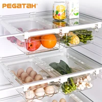 transparent fridge organizer fruit egg refrigerator storage box under shelf refrigerator drawer box fresh keep kitchen organizer