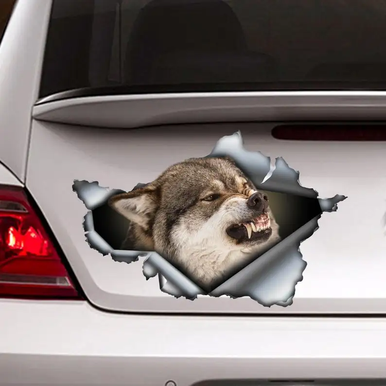 

Angry Wolf car decal, wolf magnet, wolf sticker , car decal