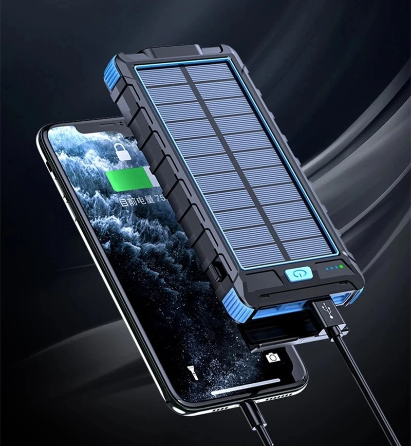 80000mAh Solar Power Bank Водонепроницаемое солнечное зарядное устройство USB-порт Внешнее