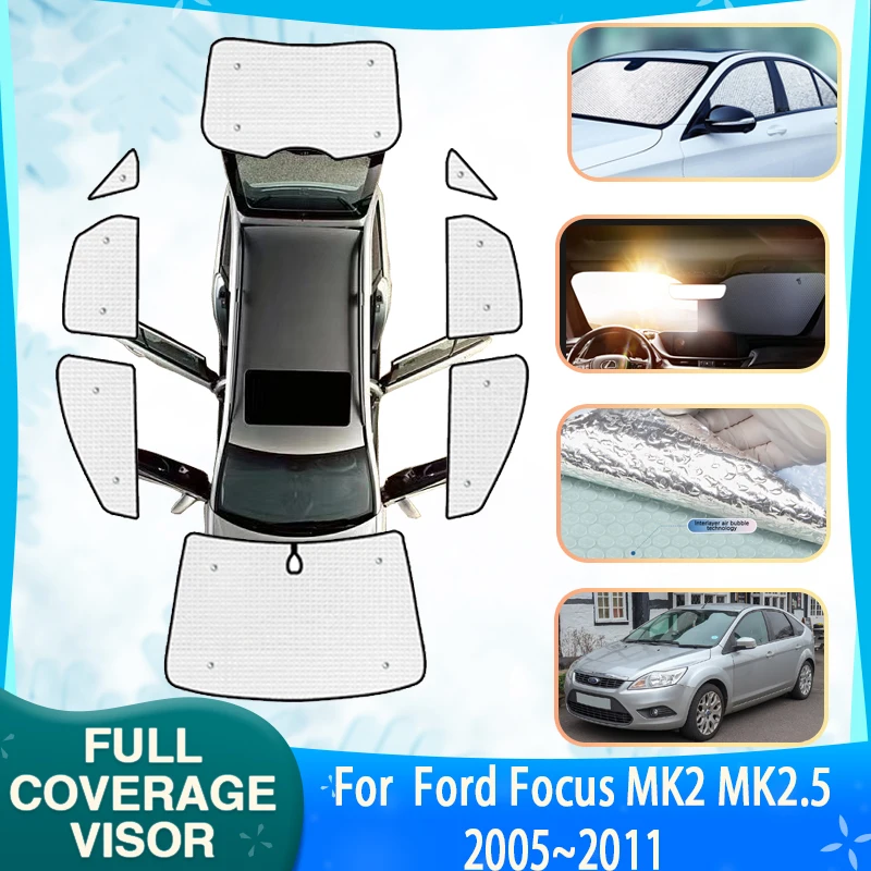 

Car Full Cover Sunshades For Ford Focus 2 MK2 2.5 Hatchback 2005~2011 Windows Sun Visors Sunscreen Window Sunshade Accessories