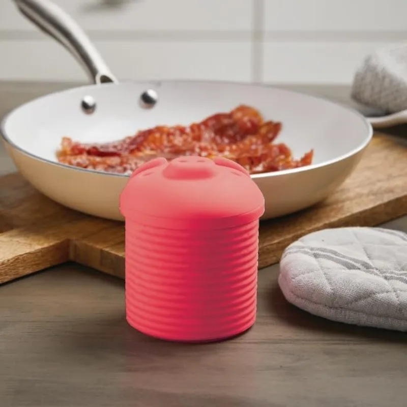 Фото Фильтр-сепаратор для жира Bin Grease Strainer&Collector |   Красный |   Розовые кухонные принадлежности для всей семьи |   Удобный и функциональный контейнер для силиконовой смазки №1