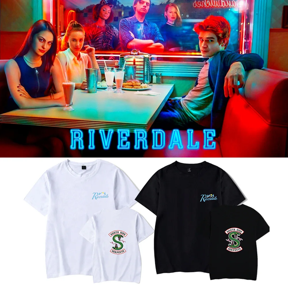 

Универсальная футболка с круглым вырезом, летняя простая блузка, топы, популярная в американском стиле ривердэйл, одежда с креативным принт...