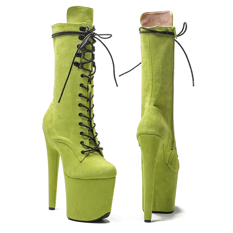 Leecabe 20CM/8Inch suede upper  disco party High Heels Shoes Pole Dance boot Women's Platform boots 4B