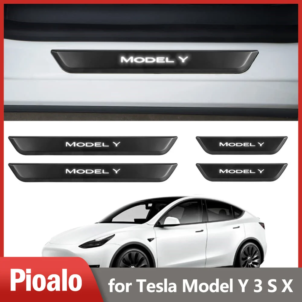

Car Door Sill Protector for Tesla Model 3 Y 2017-2023 Front & Rear Protective Covers for Car Door Steps, Carbon Fiber Threshold