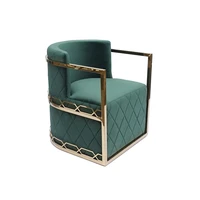 luxury stainless steel accent chair lounge armrest velvet single sofa for home hotel