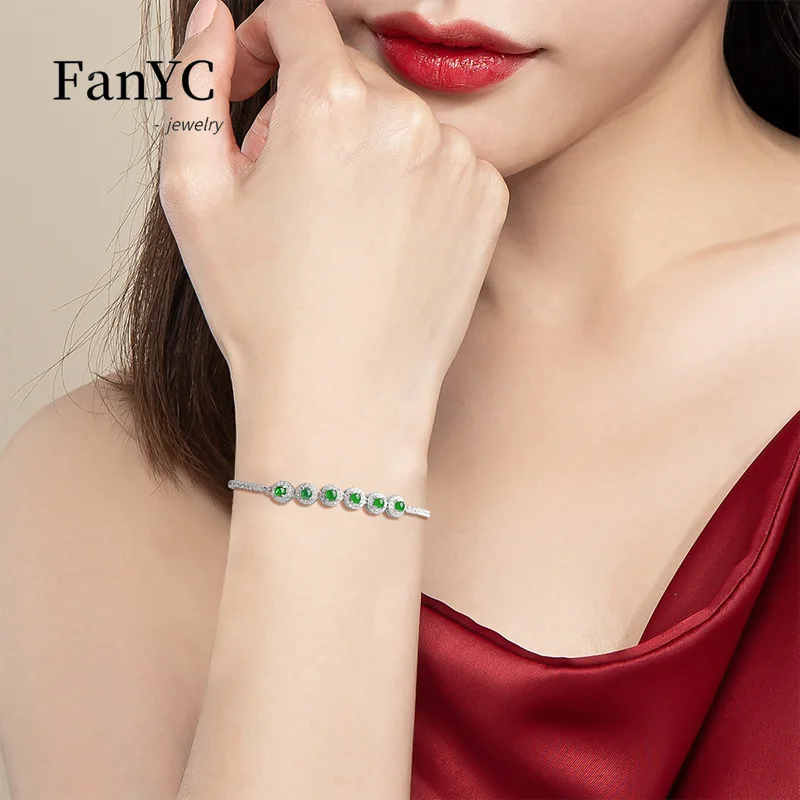 Браслет из Мьянмы а-товар Янг зеленый браслет серебро пробы инкрустированный