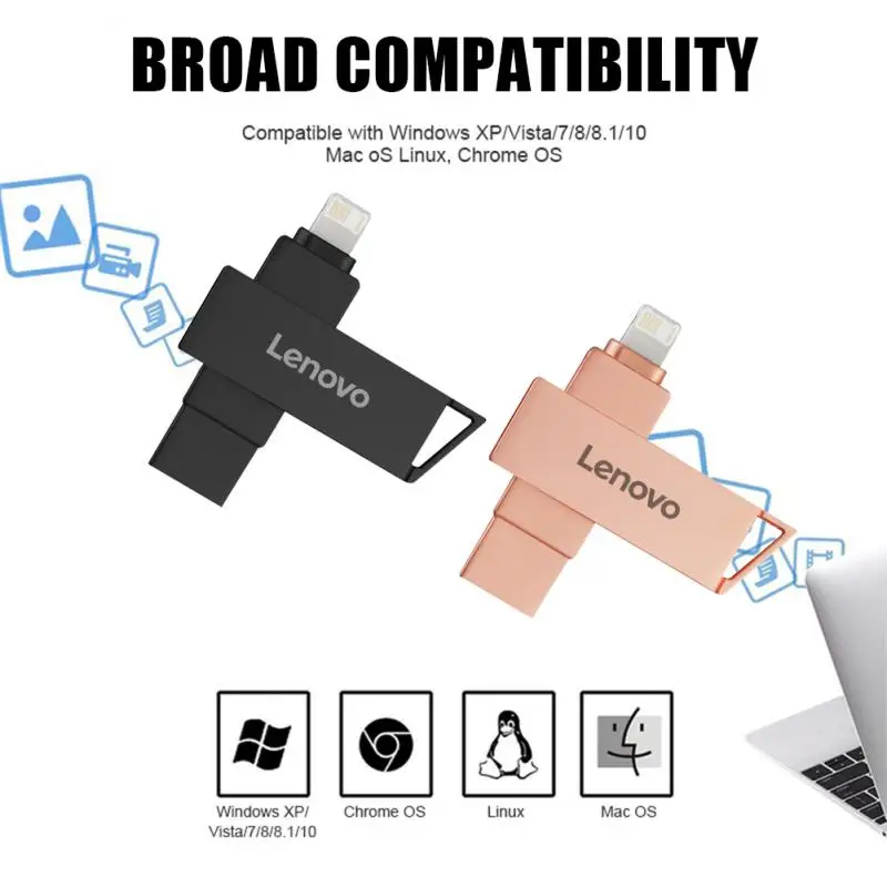 Lenovo 2 ТБ USB-накопитель 2-в-1 Lightning Pen Drive 1 для Iphone Ipad Android OTG Pendrive Memory Stick 128 ГБ Ps4