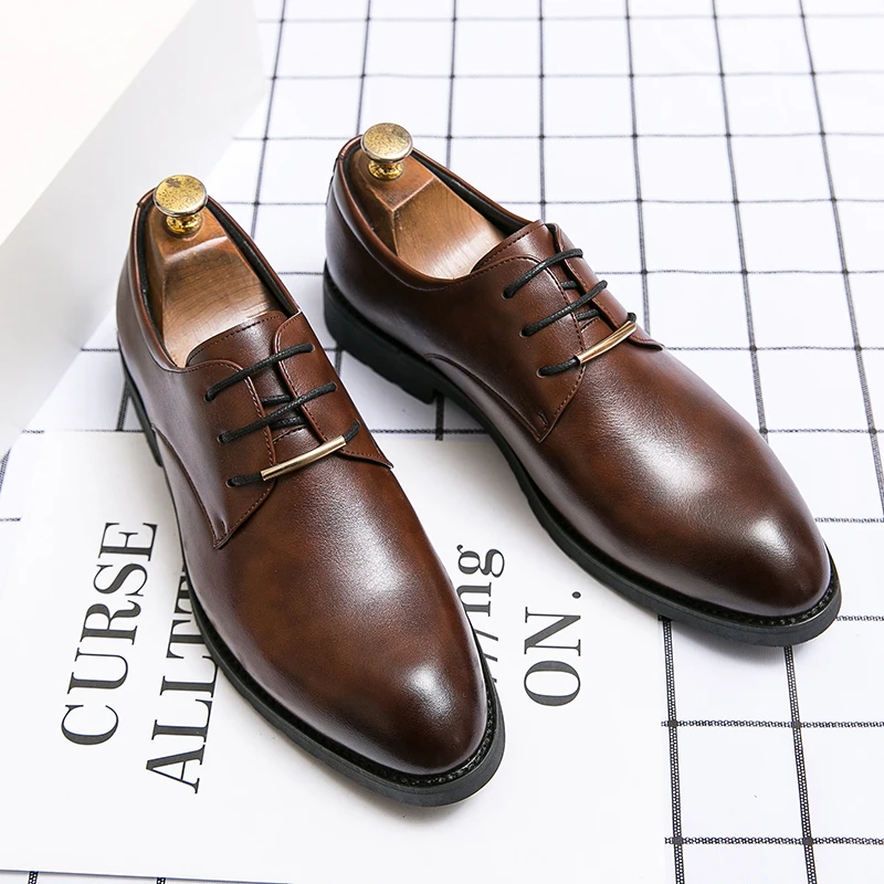 Men's polished business shoes spring 2022 Black shoes for men mules leather shoes casual shoes men fashion masculino office