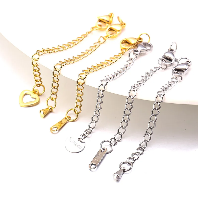 

10pcs/lot 50mm Stainless Steel Extension Tail Chain Lobster Clasps Connector for DIY Jewelry Making Findings Bracelet Necklace
