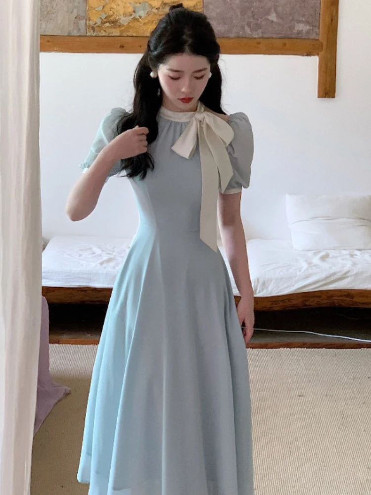 

QNPQYX летнее элегантное платье средней длины, женское повседневное пляжное платье с коротким рукавом, равномерное яркое платье, офисное женс...