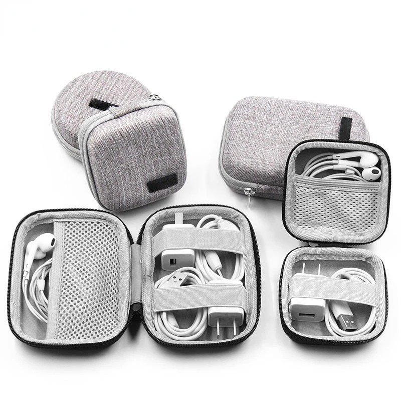 

Small Oval Earphone Storage Bags Hard Shell Data Cable Organizer Bag Mini Tech Gadgets Portable Case Charger U Disk Zipper Pouch