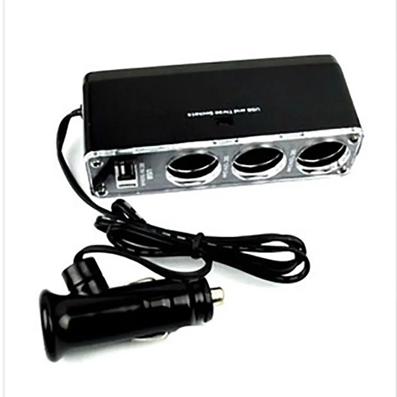 

Hot 3 Way Multi Socket Car Cigarette Lighter Splitter USB Plug Charger DC 12V/24V Triple Adapter with Port BX