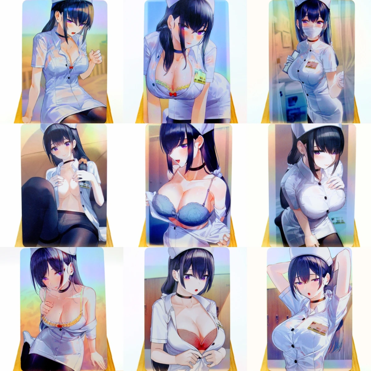 

9Stks/set of Anime Mobile Game Flash Card Nurse Black Silk ACG Card Game Fan Mika Collection Flash Card Kawaii Girl Sexy Girl