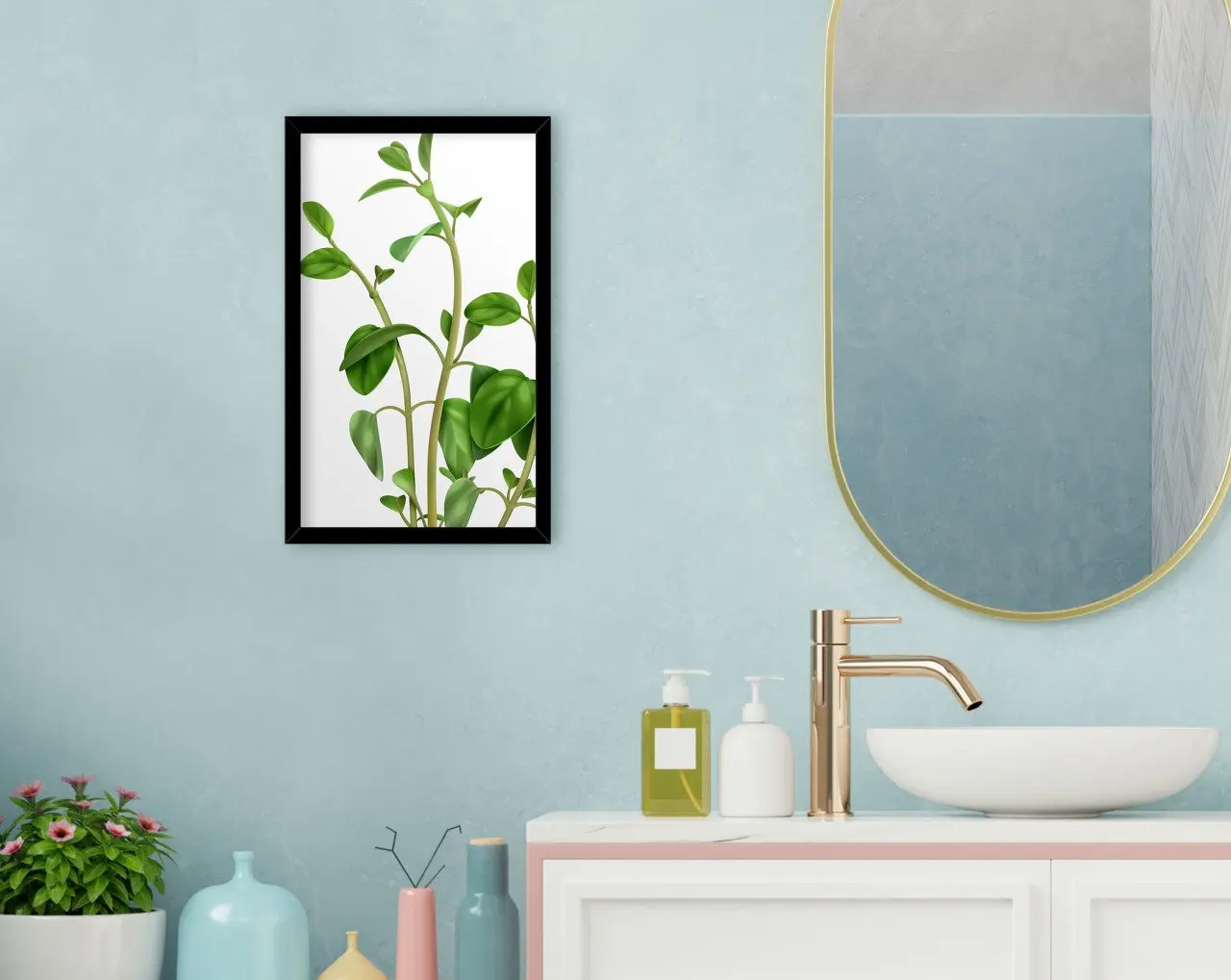

BK Home Bathroom Decorative Wood Black Framed Tablo-12