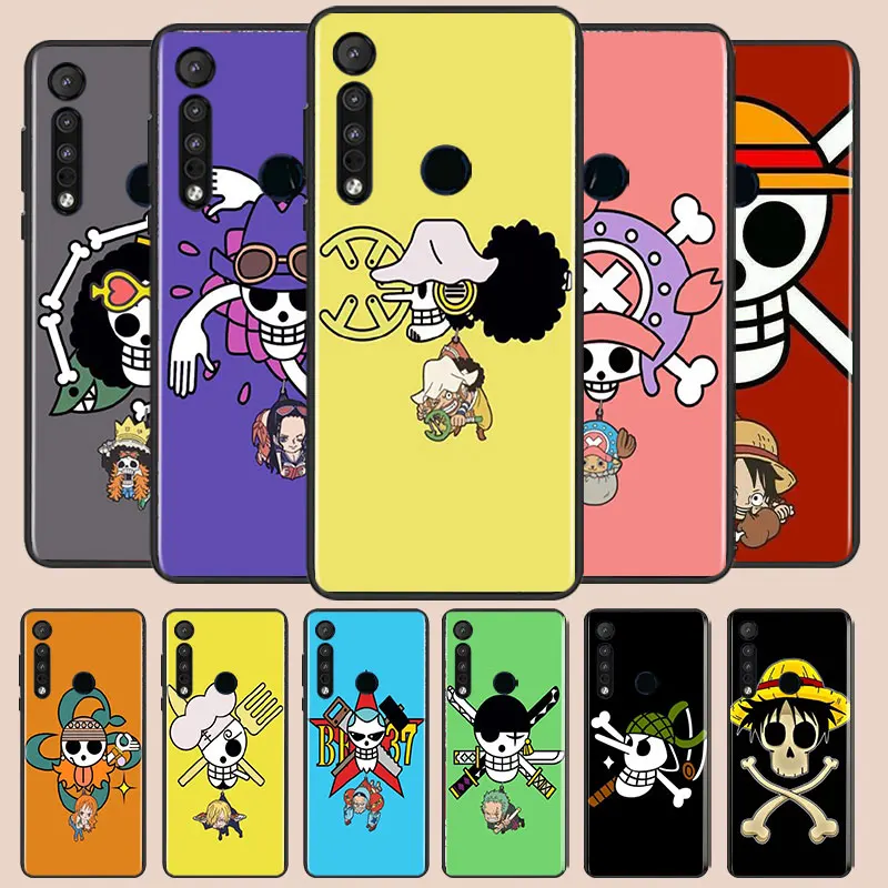 

Anime One Piece Logo Phone Case For Motorola E6 E7 One Marco G8 Play Plus G Stylus One Hyper Lite Plus G9 Black luxury Silicone