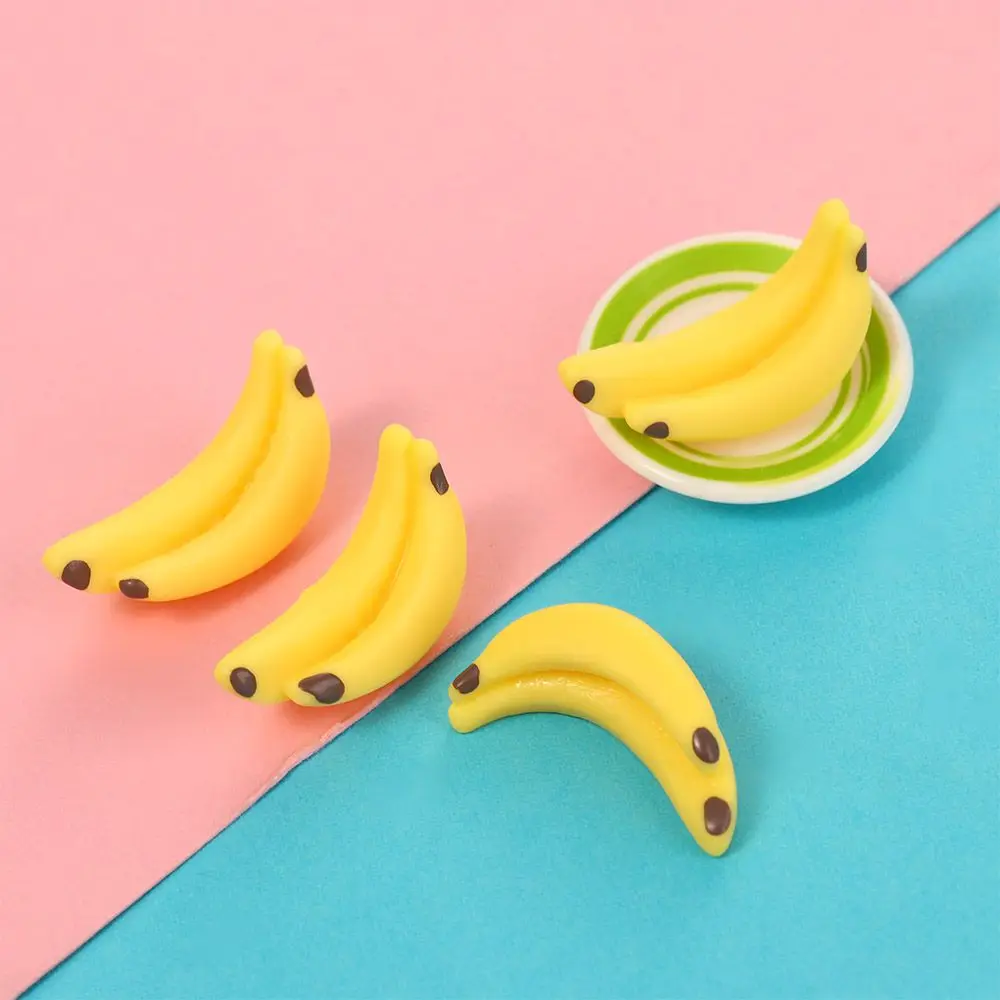 

10Pcs Simulation Banana 1:12 Dollhouse Miniature Resin Artificial Fake Food Fruit Banana Play DollHouse Toy Decorative Craft