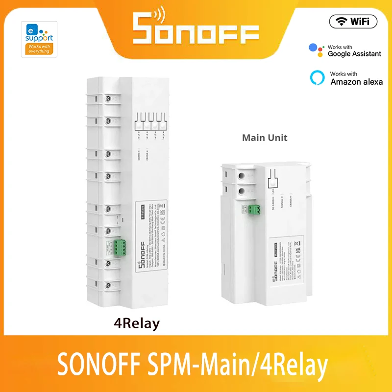 

SONOFF SPM Smart Stackable Power Meter RS-485 20A/Gang 4-Relay Overload Protection Metadata Monitoring Smart Management System